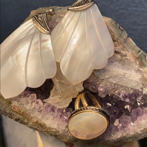 Pretty natural mother of pearl ring & earring set!
